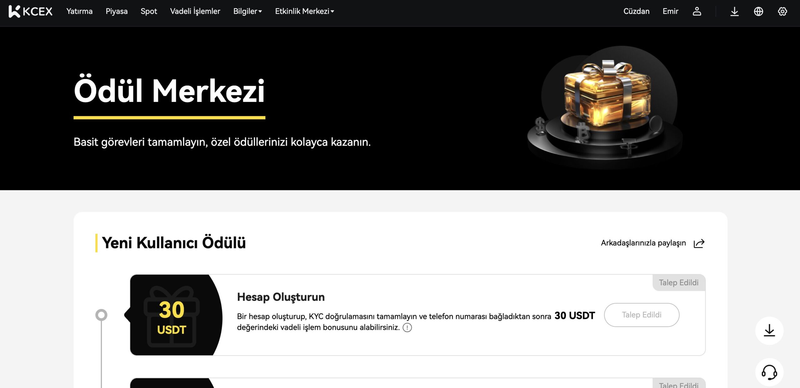 kcex bonus kazan kullanıcı ödülleri yeni kullanıcı ödülleri